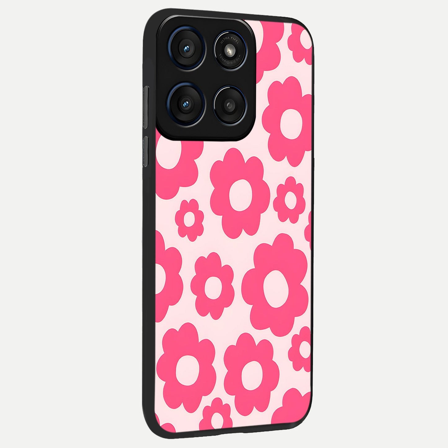 Blush Flower Pop back cover For Moto Edge 60 Fusion slim fit glass case with vibrant aesthetic design