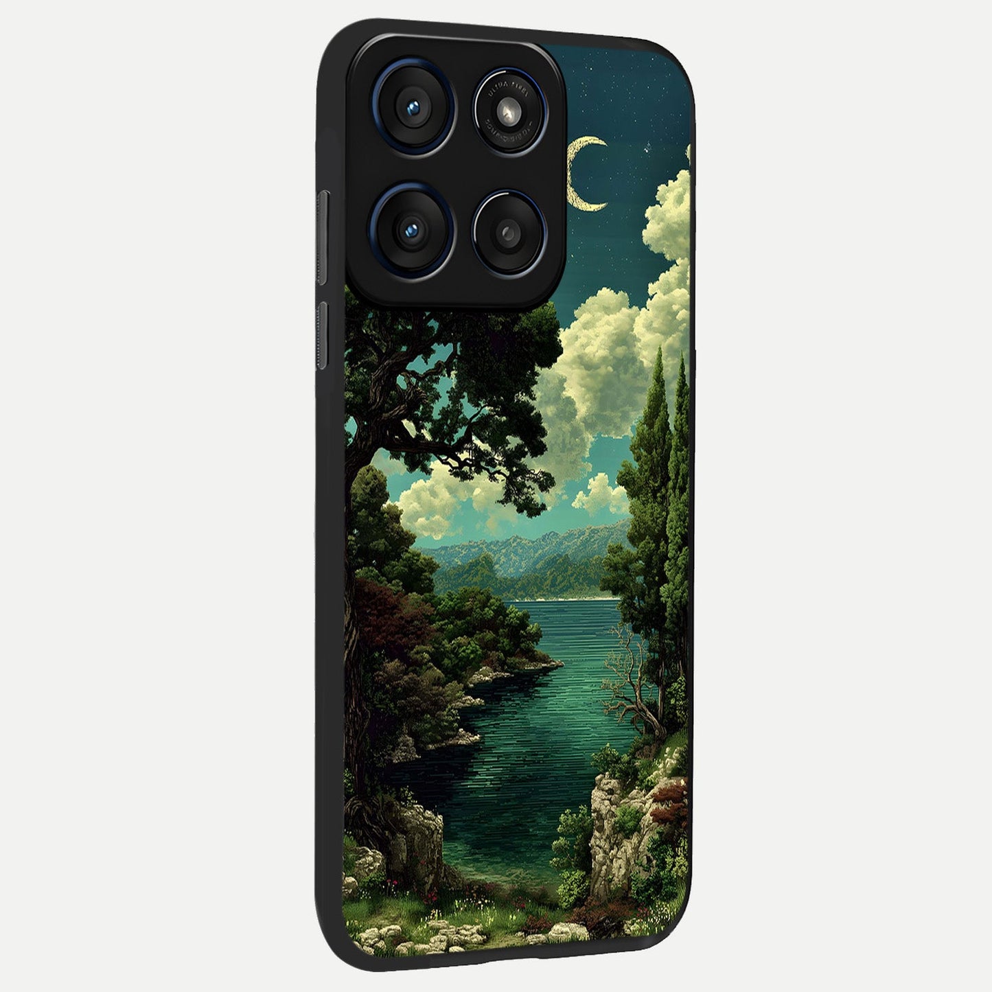 Celestial Lake Peace back cover For Moto Edge 60 Fusion slim fit glass case with vibrant aesthetic design
