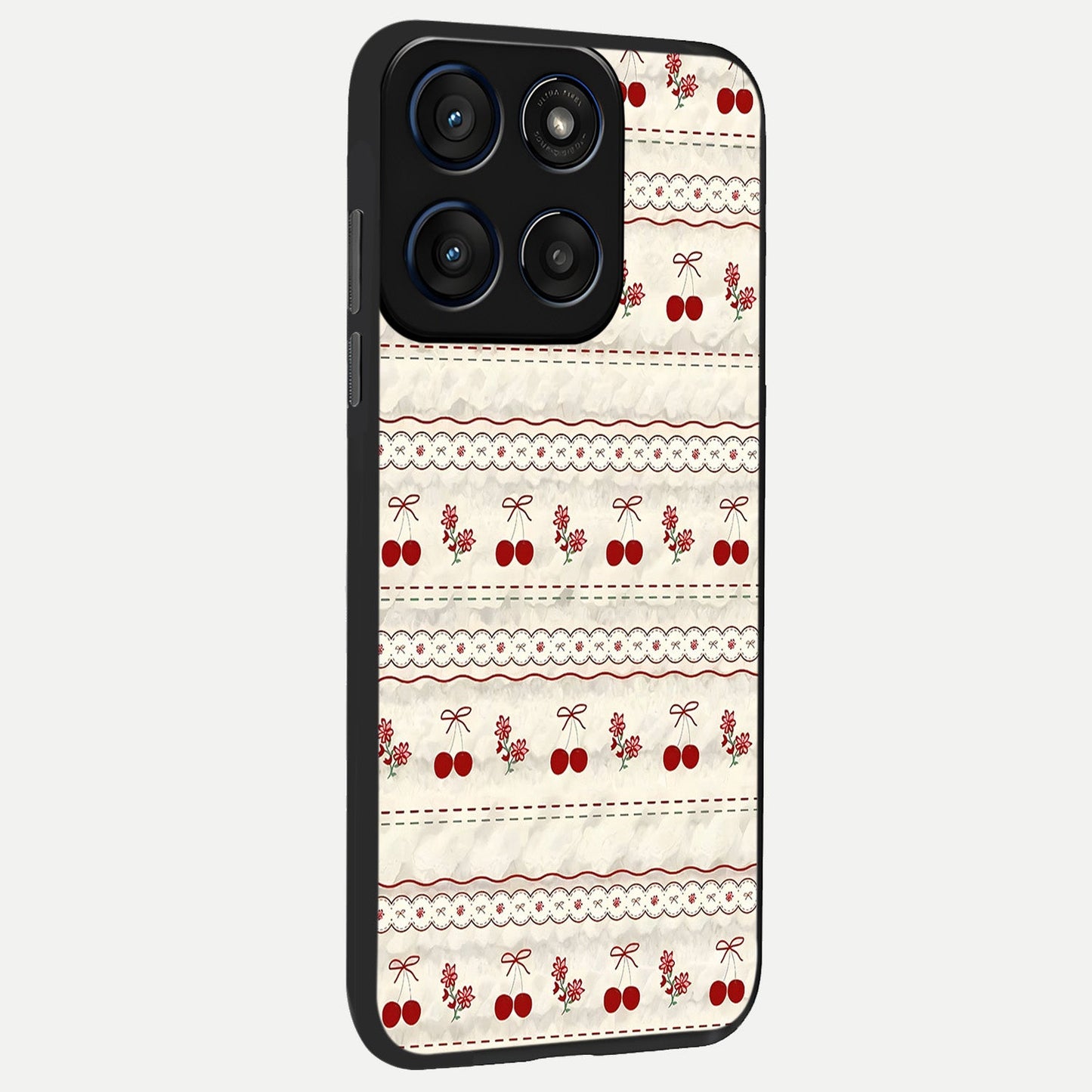 Cherry Bloom Charm back cover For Moto Edge 60 Fusion slim fit glass case with vibrant aesthetic design