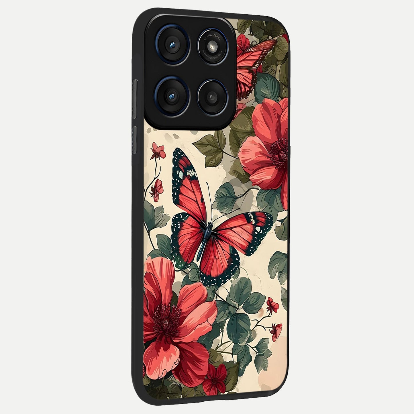 Crimson Butterfly Garden back cover For Moto Edge 60 Fusion slim fit glass case with vibrant aesthetic design