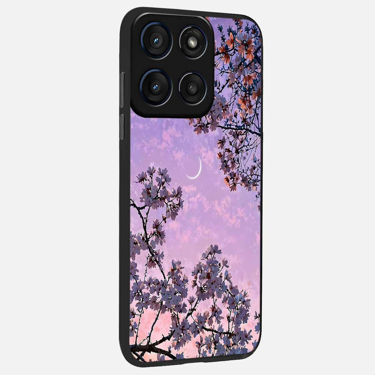 Purple Serenity Moon back cover For Moto Edge 60 Fusion slim fit glass case with vibrant aesthetic design