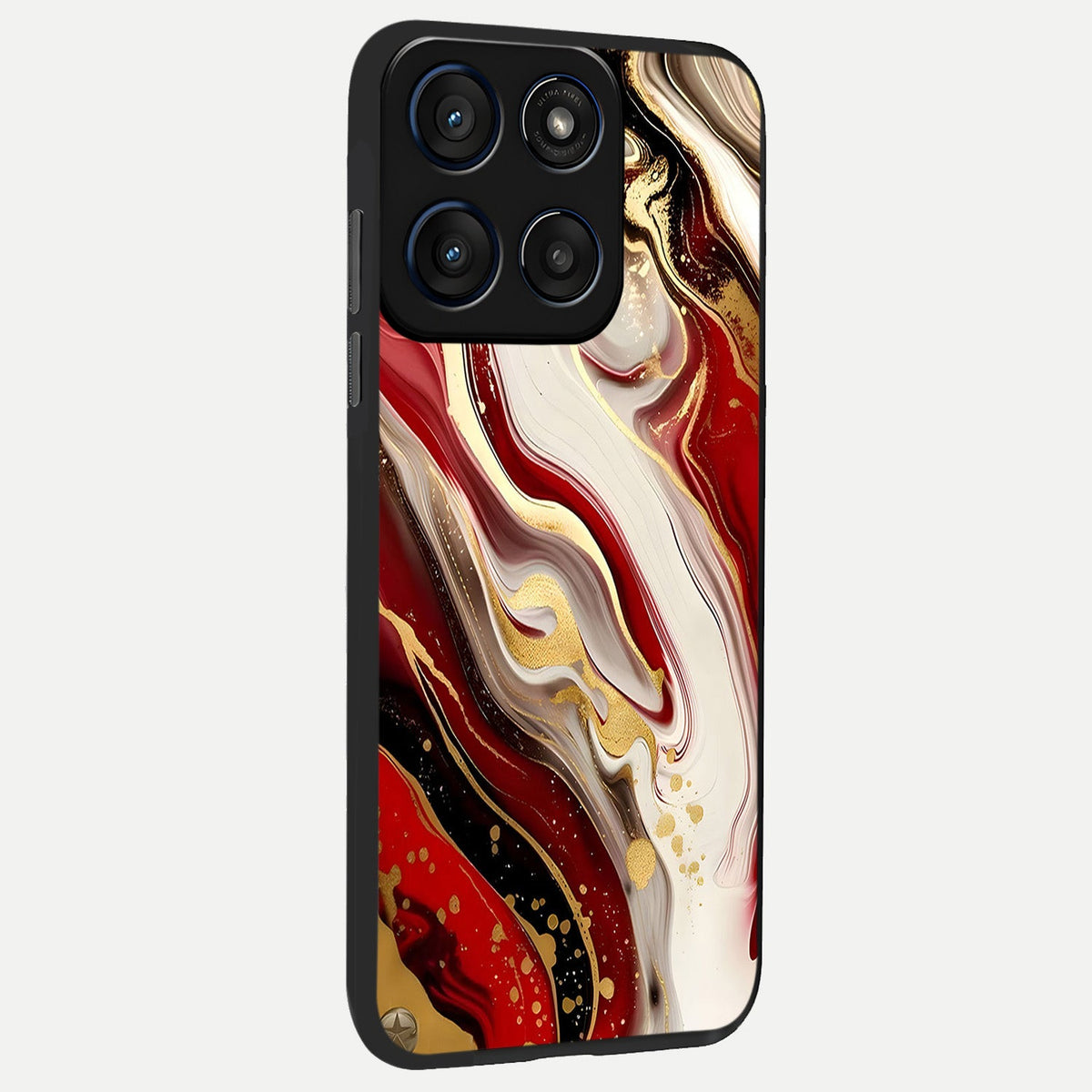 Red And White Marble back cover For Moto Edge 60 Fusion slim fit glass case with vibrant aesthetic design