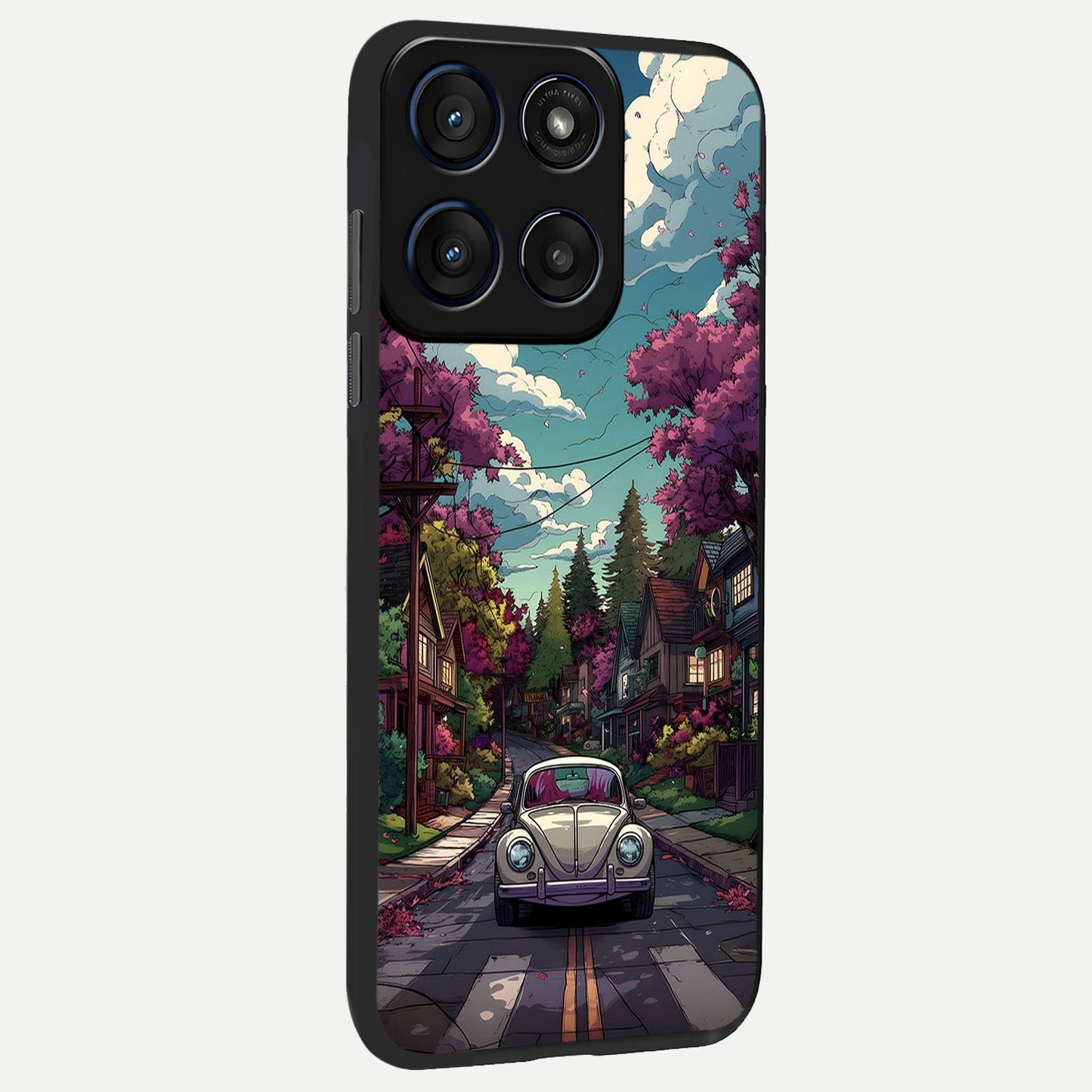 Vintage Street Drive back cover For Moto Edge 60 Fusion slim fit glass case with vibrant aesthetic design