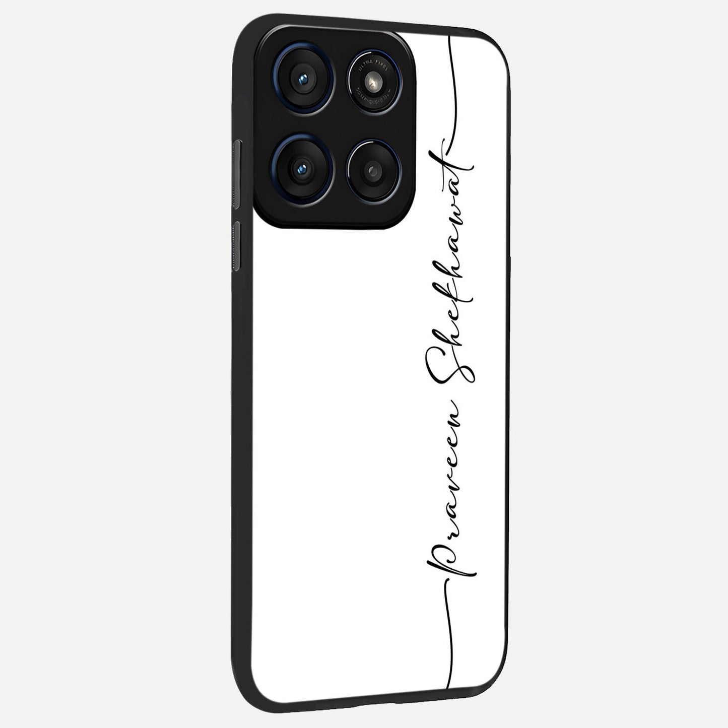 White Tune Custom Name back cover For Moto Edge 60 Fusion slim fit personalized glass case with aesthetic design
