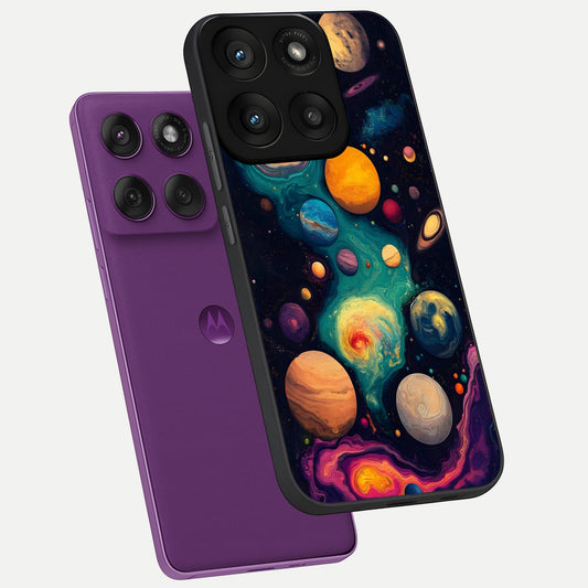 Cosmic Planet Journey phone case For Moto Edge 60 Pro showing premium glass back cover with detailed artwork