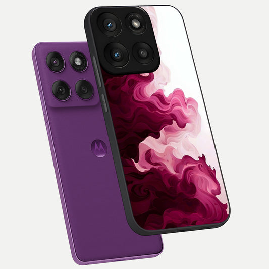 Crimson Wave Flow phone case For Moto Edge 60 Pro showing premium glass back cover with detailed artwork