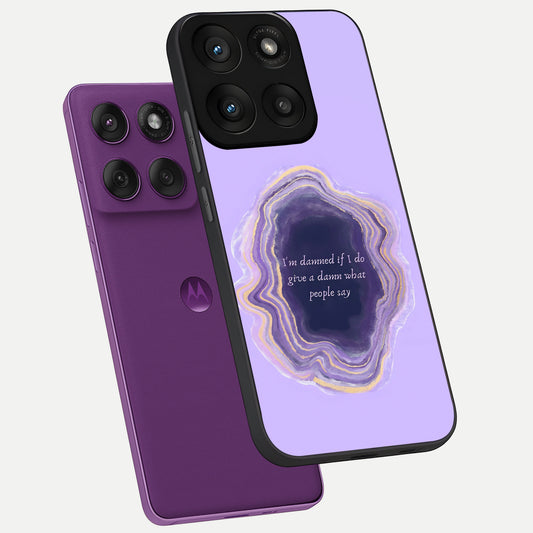 Damned People Quote phone case For Moto Edge 60 Pro showing premium glass back cover with detailed artwork