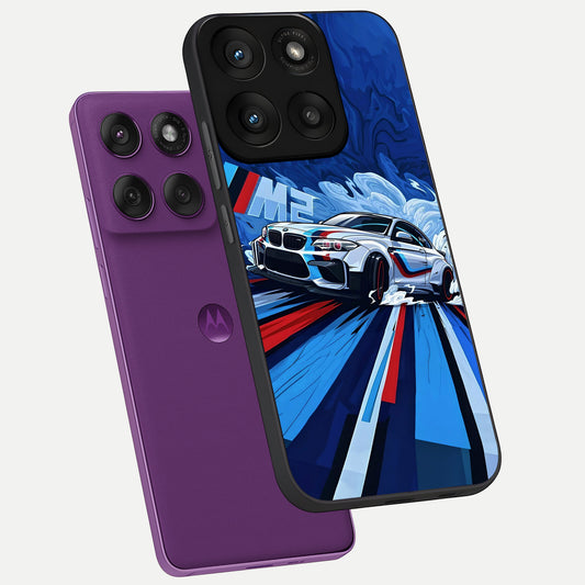 Drift Power Rush phone case For Moto Edge 60 Pro showing premium glass back cover with detailed artwork