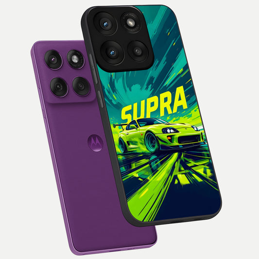 Electric Supra Thunder phone case For Moto Edge 60 Pro showing premium glass back cover with detailed artwork