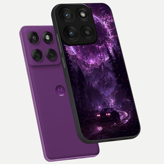Eternal Cosmic Drive phone case For Moto Edge 60 Pro showing premium glass back cover with detailed artwork