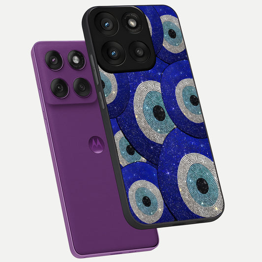 Galaxy Eye Flow phone case For Moto Edge 60 Pro showing premium glass back cover with detailed artwork