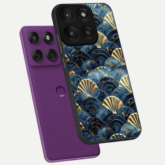 Golden Wave Luxe phone case For Moto Edge 60 Pro showing premium glass back cover with detailed artwork