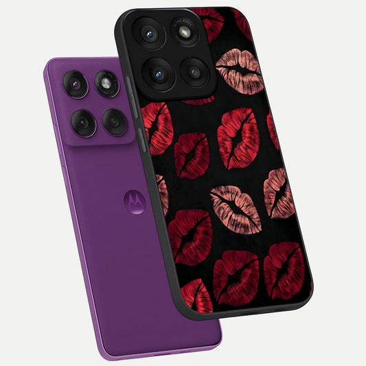 Midnight Kiss Love phone case For Moto Edge 60 Pro showing premium glass back cover with detailed artwork