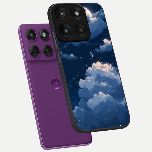 Moon Dream Haze phone case For Moto Edge 60 Pro showing premium glass back cover with detailed artwork