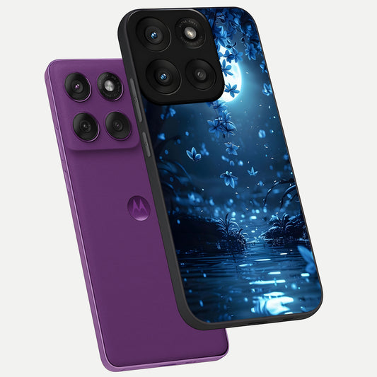 Moonlight Petal Dream phone case For Moto Edge 60 Pro showing premium glass back cover with detailed artwork