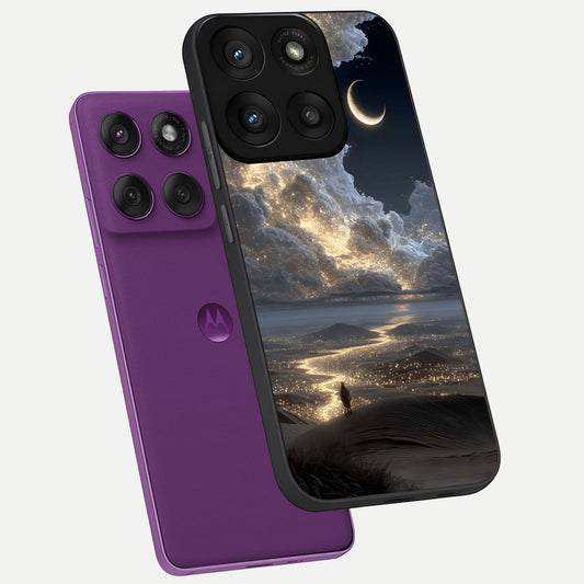 Moonlight Spark Path phone case For Moto Edge 60 Pro showing premium glass back cover with detailed artwork