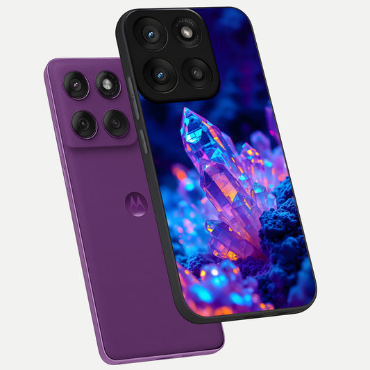 Neon Aura Shards phone case For Moto Edge 60 Pro showing premium glass back cover with detailed artwork