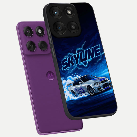 Neon Drift Beast phone case For Moto Edge 60 Pro showing premium glass back cover with detailed artwork
