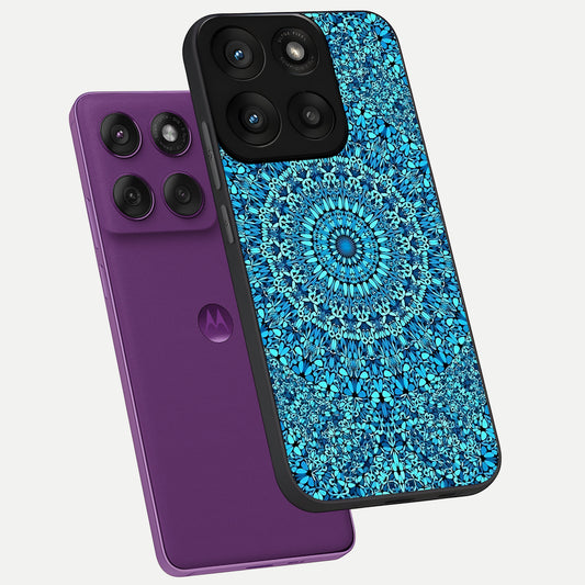 Ocean Bloom Mandala phone case For Moto Edge 60 Pro showing premium glass back cover with detailed artwork
