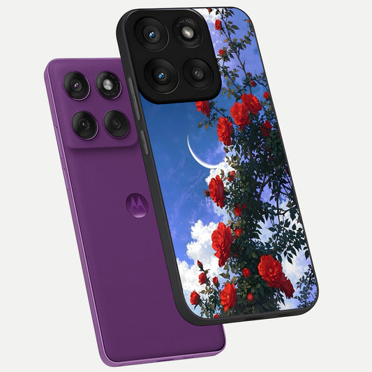 Rose Drift Flowers phone case For Moto Edge 60 Pro showing premium glass back cover with detailed artwork