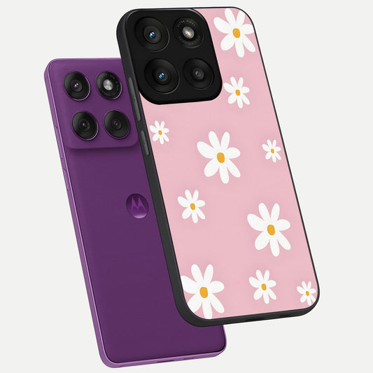 Soft Daisy Bliss phone case For Moto Edge 60 Pro showing premium glass back cover with detailed artwork