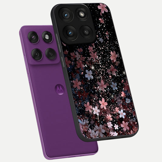 Starlit Flower Dreams phone case For Moto Edge 60 Pro showing premium glass back cover with detailed artwork