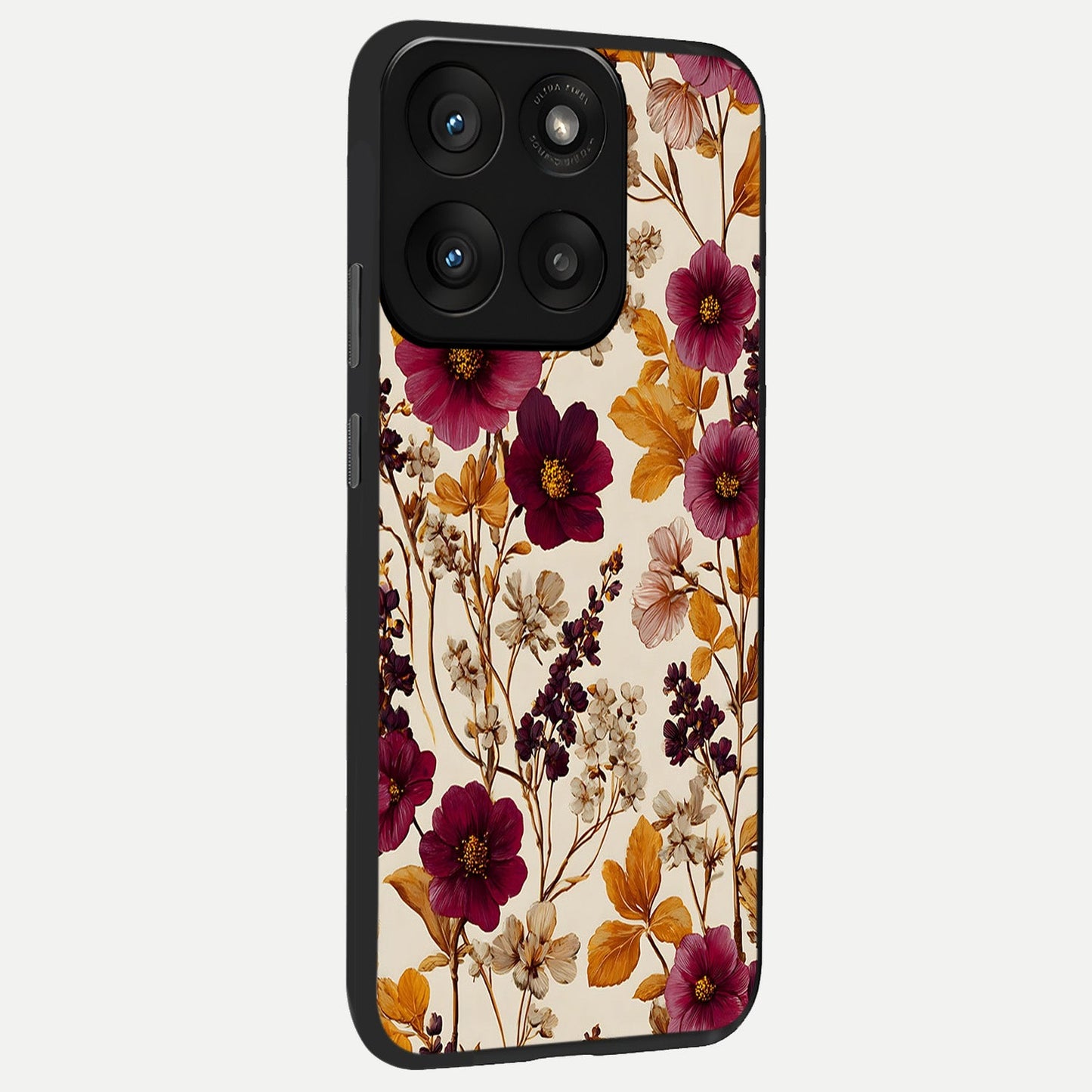 Autumn Wine Bloom back cover For Moto Edge 60 Pro slim fit glass case with vibrant aesthetic design