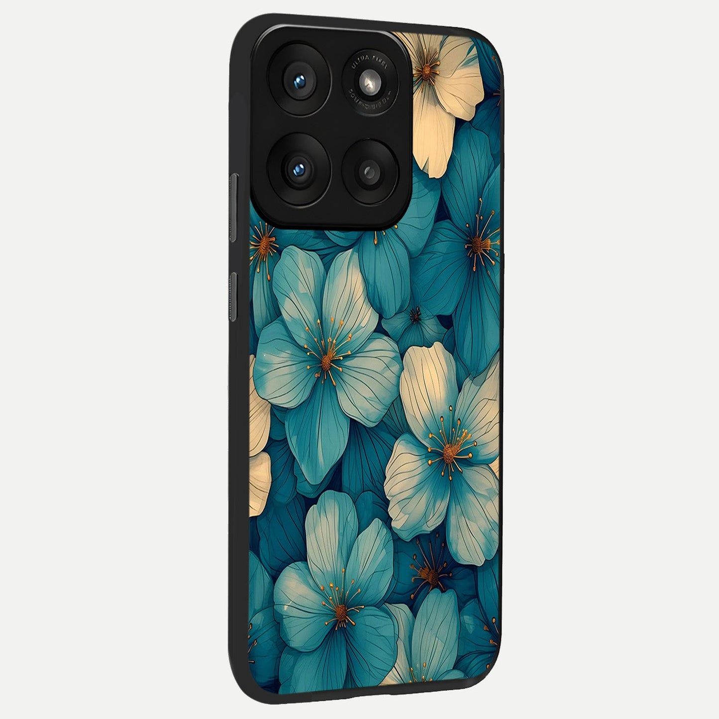 Blue Shade Floral back cover For Moto Edge 60 Pro slim fit glass case with vibrant aesthetic design