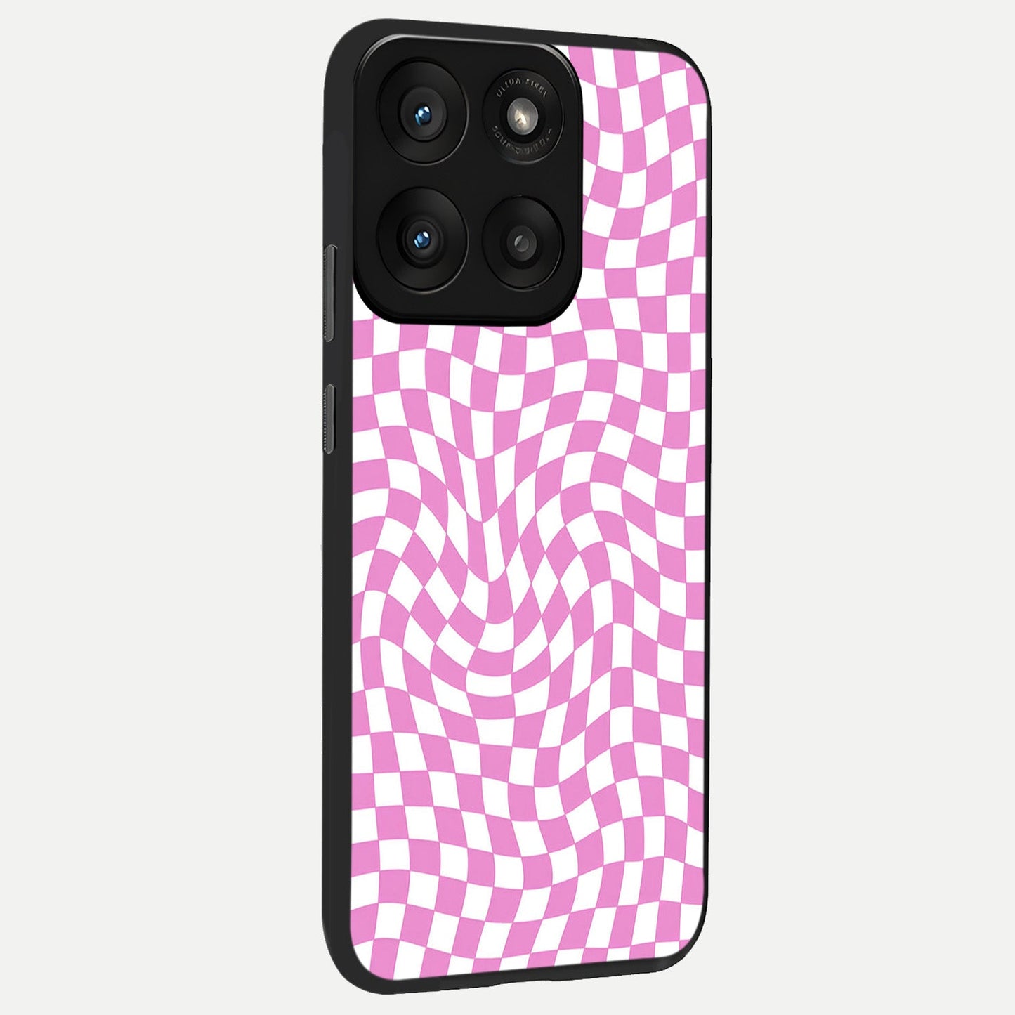 Bubblegum Check Wave back cover For Moto Edge 60 Pro slim fit glass case with vibrant aesthetic design