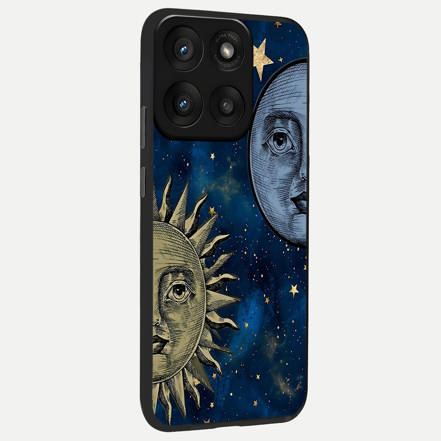 Celestial Moon With Sun back cover For Moto Edge 60 Pro slim fit glass case with vibrant aesthetic design
