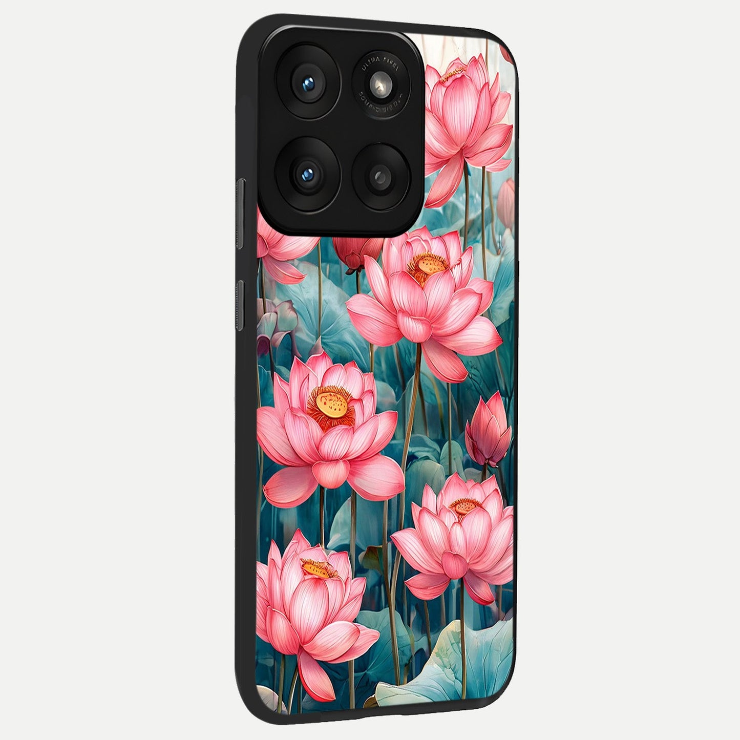 Celestial Pink Lotus back cover For Moto Edge 60 Pro slim fit glass case with vibrant aesthetic design