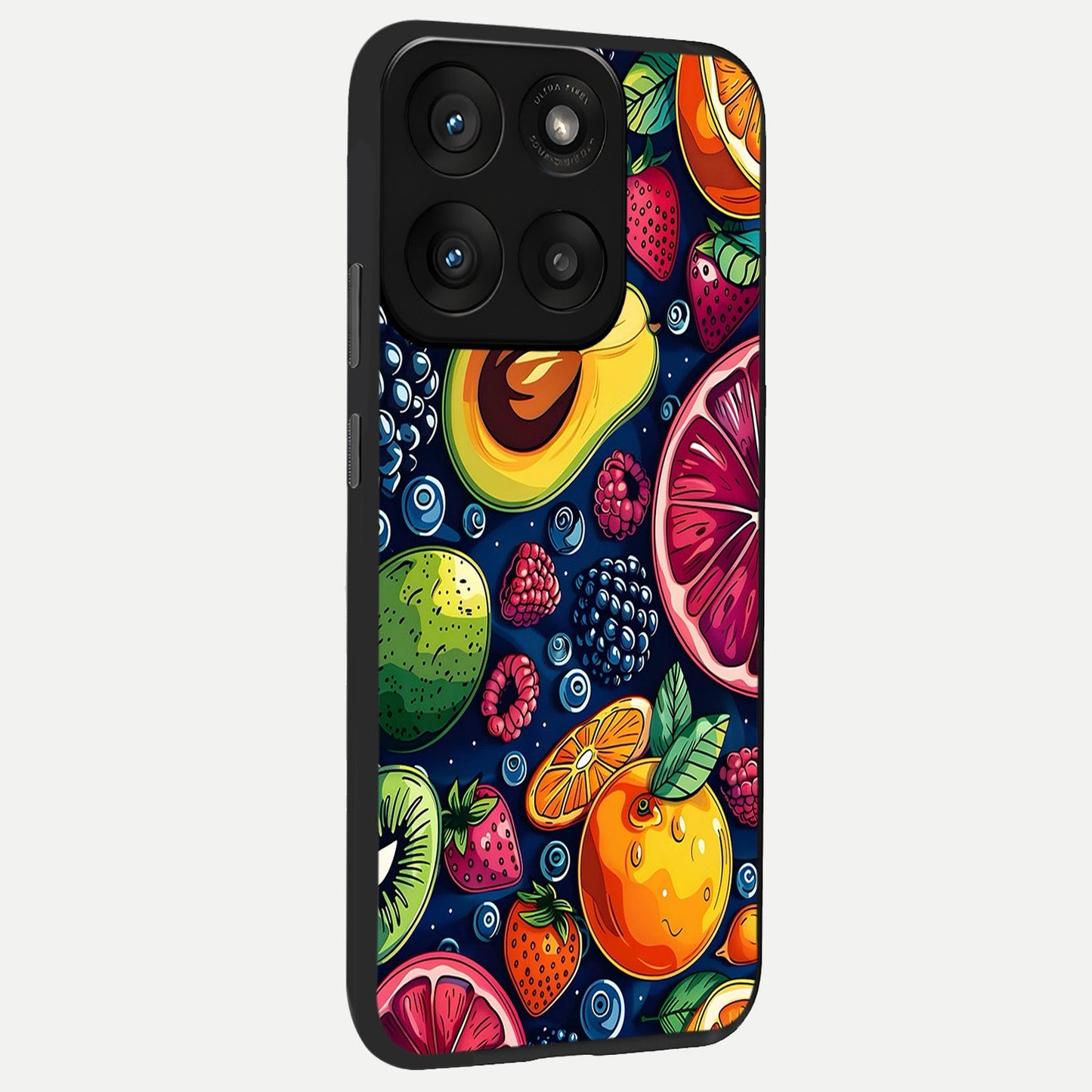 Cute Fruits Art back cover For Moto Edge 60 Pro slim fit glass case with vibrant aesthetic design