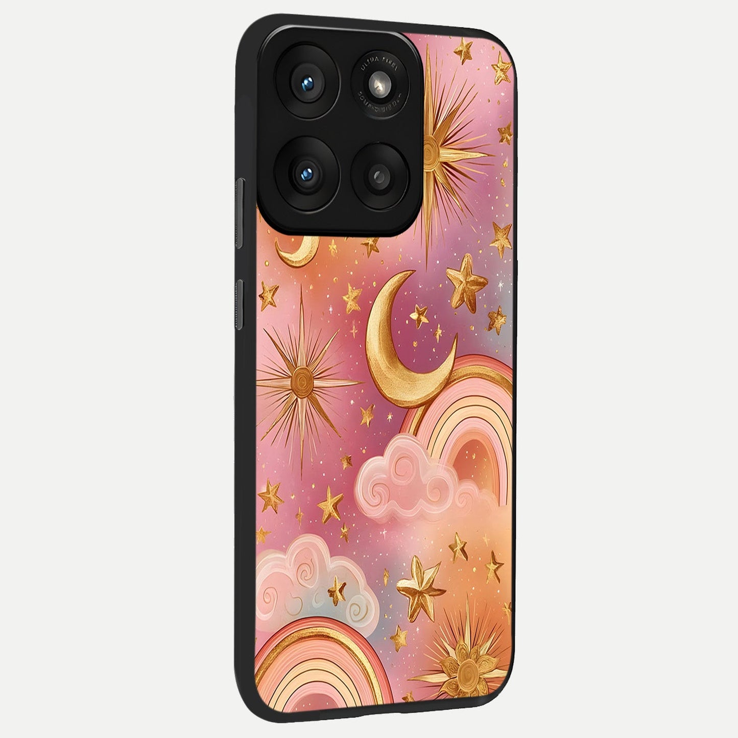 Golden Celestial Dreams back cover For Moto Edge 60 Pro slim fit glass case with vibrant aesthetic design