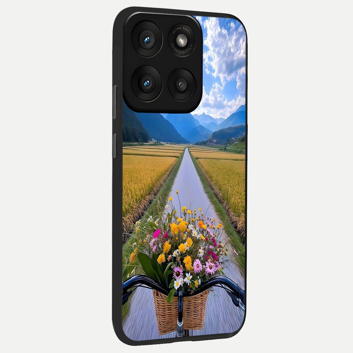 Golden Field Journey back cover For Moto Edge 60 Pro slim fit glass case with vibrant aesthetic design