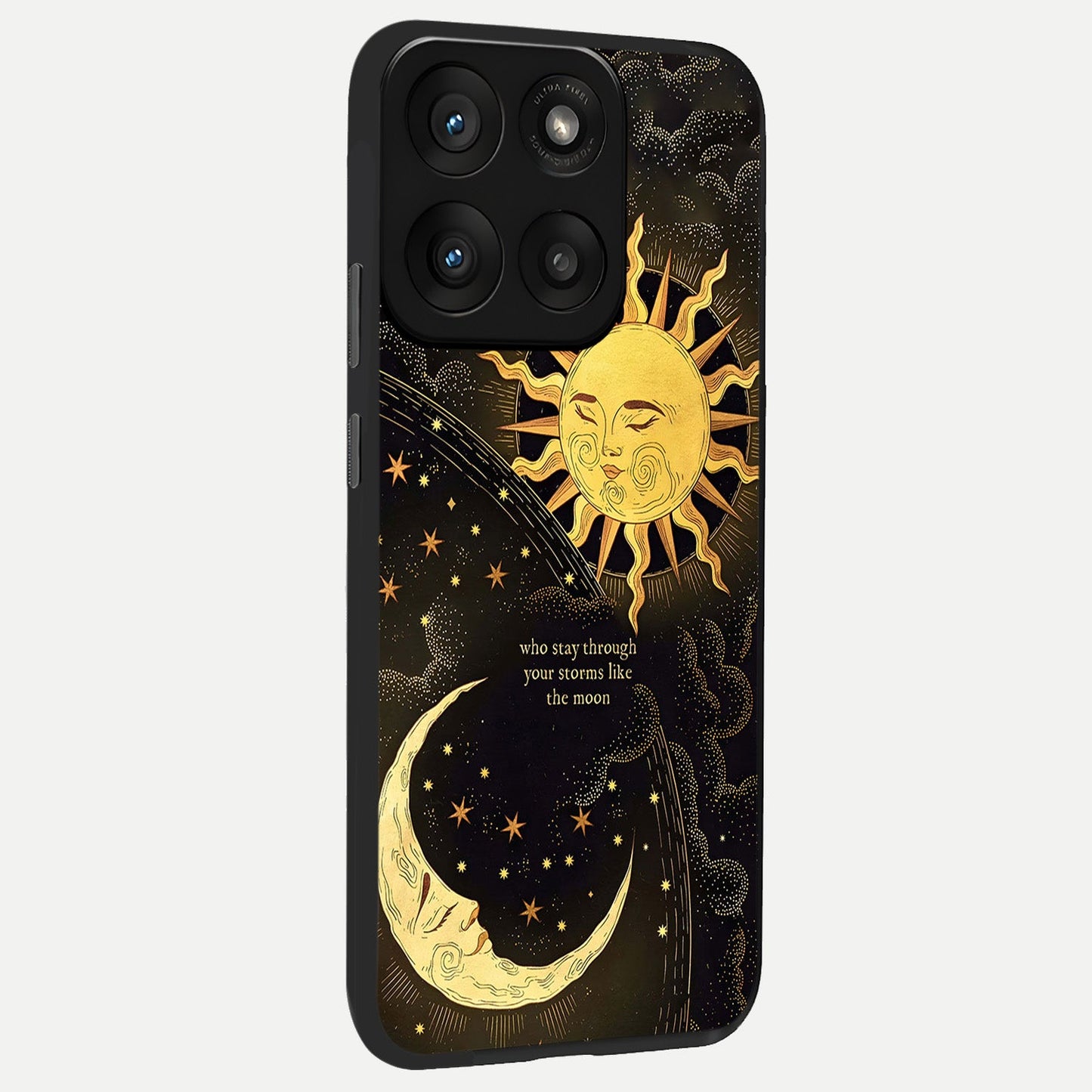Golden Lunar Love back cover For Moto Edge 60 Pro slim fit glass case with vibrant aesthetic design