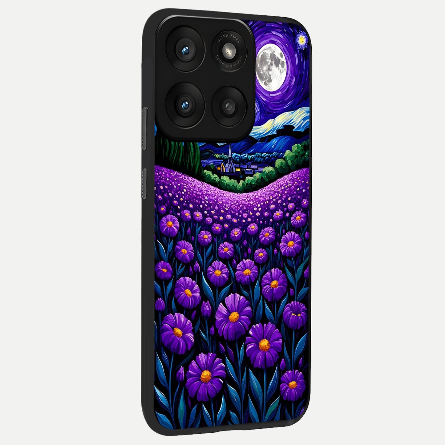 Lavender Moon Field back cover For Moto Edge 60 Pro slim fit glass case with vibrant aesthetic design