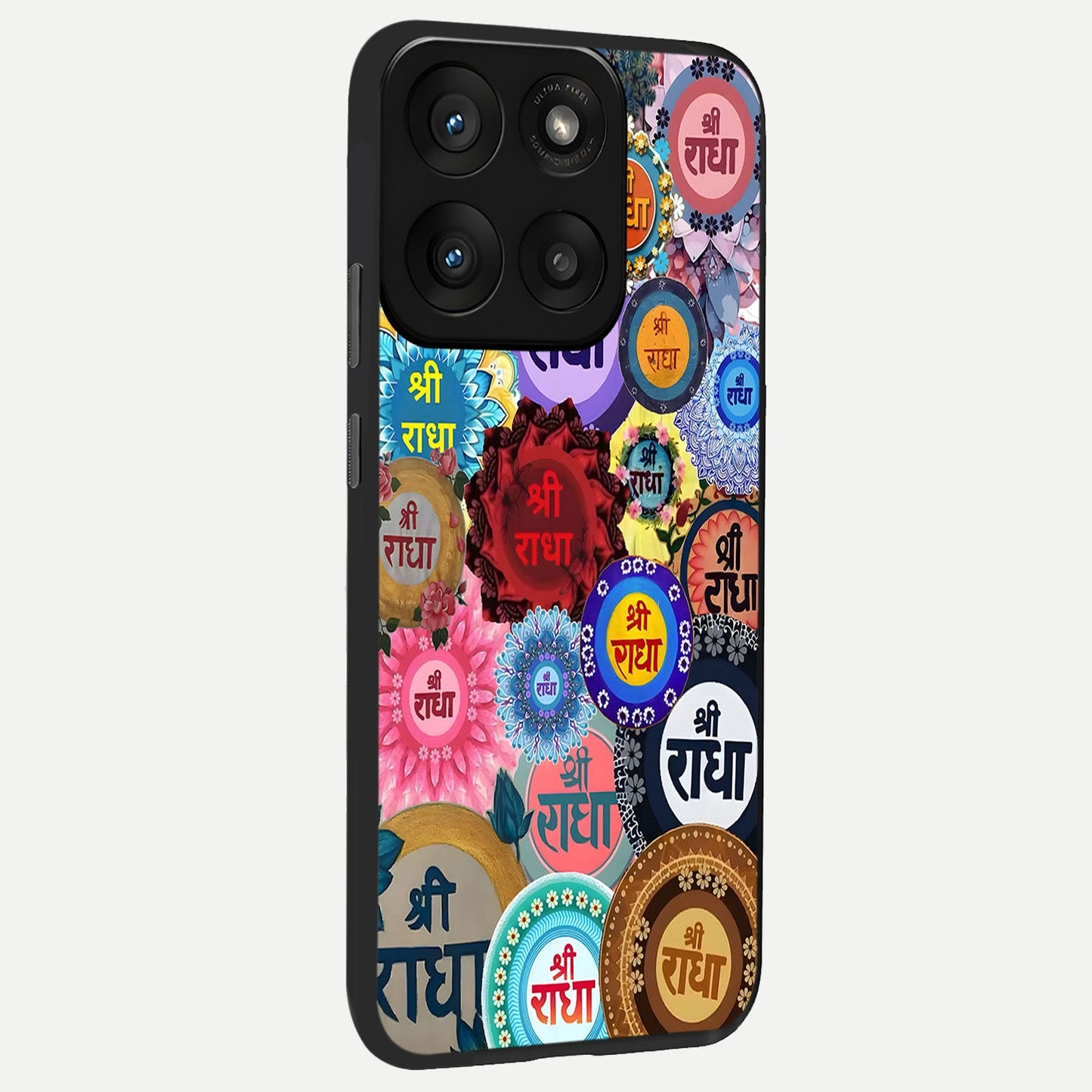 Radha Divine Bloom back cover For Moto Edge 60 Pro slim fit glass case with vibrant aesthetic design