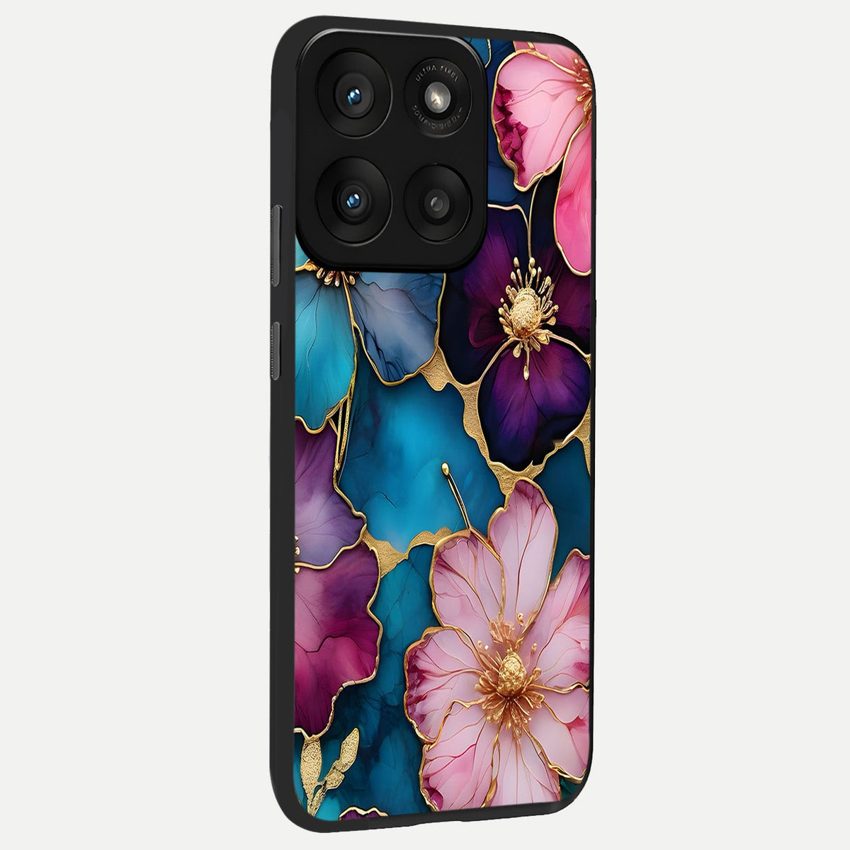 Sparkle Floral back cover For Moto Edge 60 Pro slim fit glass case with vibrant aesthetic design