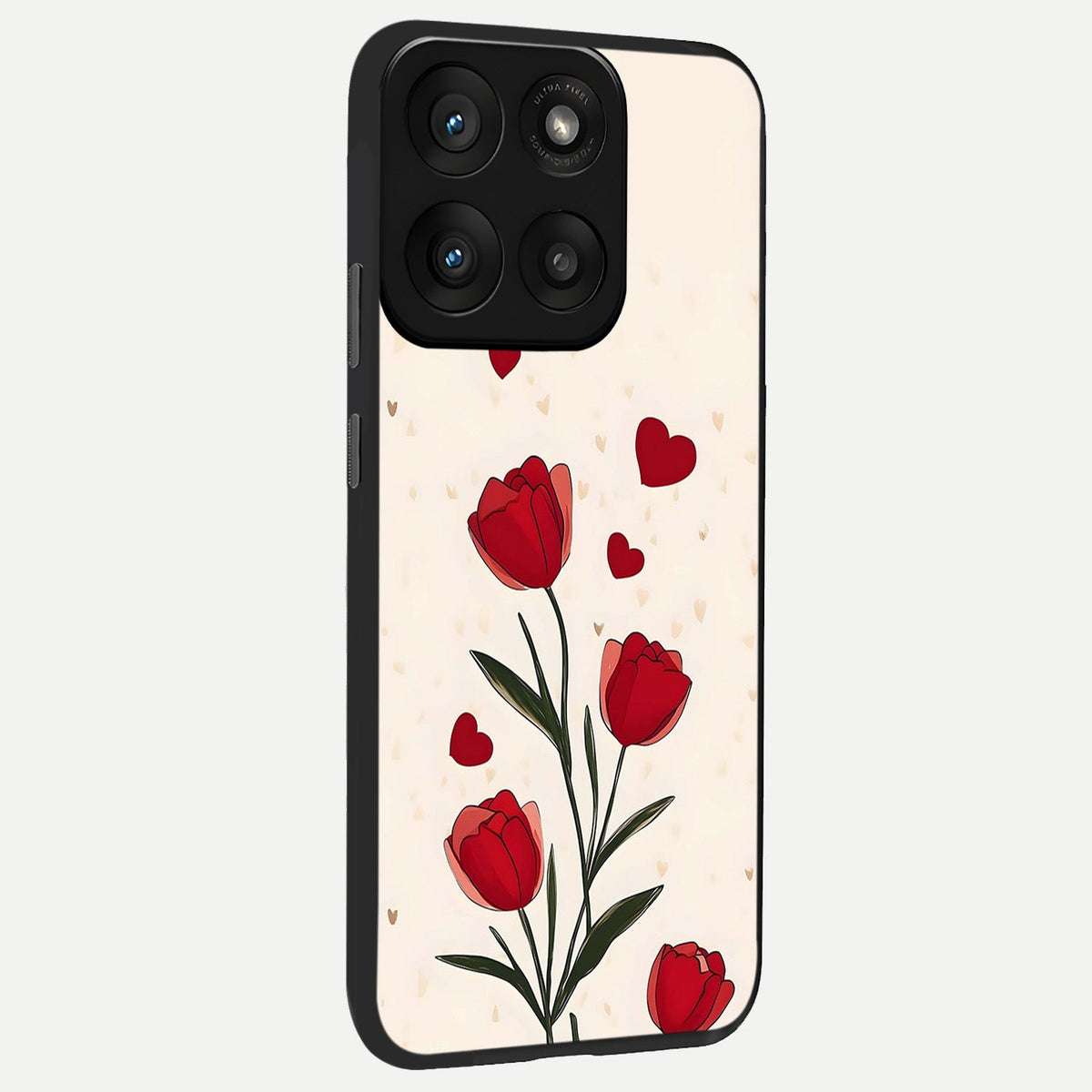 Tulip With Heart back cover For Moto Edge 60 Pro slim fit glass case with vibrant aesthetic design
