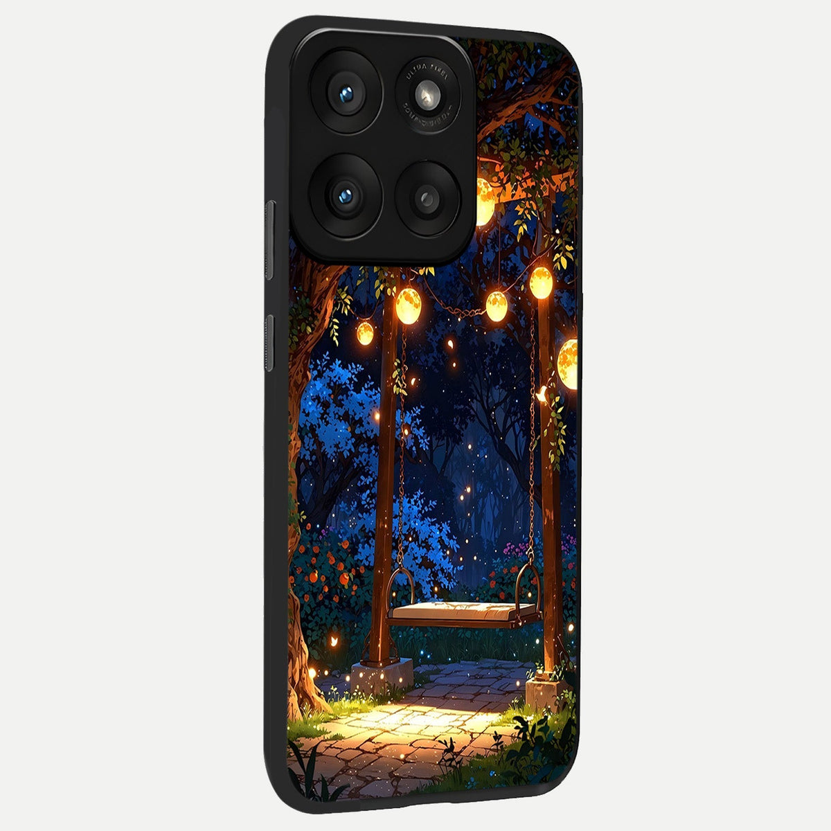 Twilight Garden Swing back cover For Moto Edge 60 Pro slim fit glass case with vibrant aesthetic design