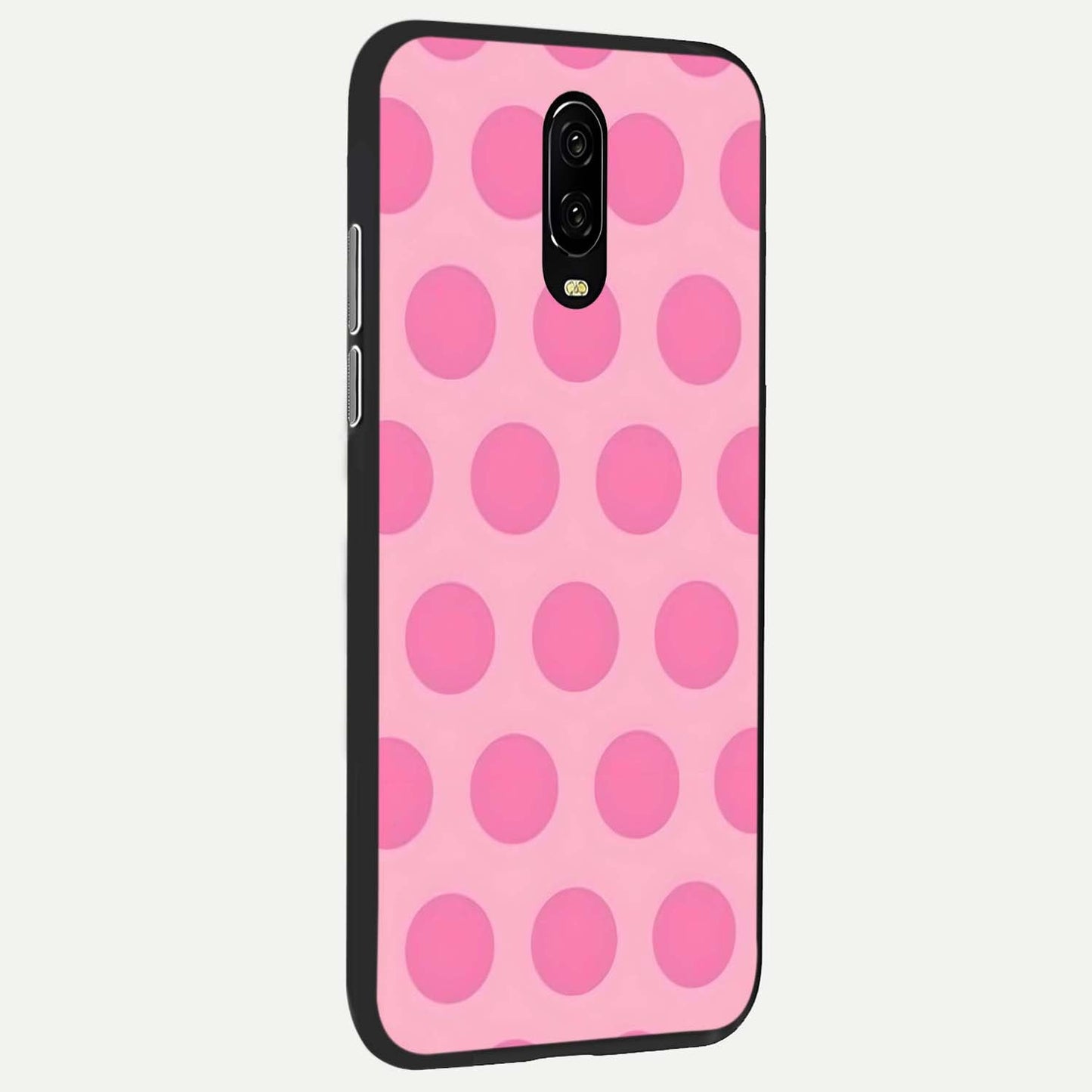Sweet Dot Dreams Glass Case showing full back design in clean flat view with soft dotted patterns and glossy glass finish.