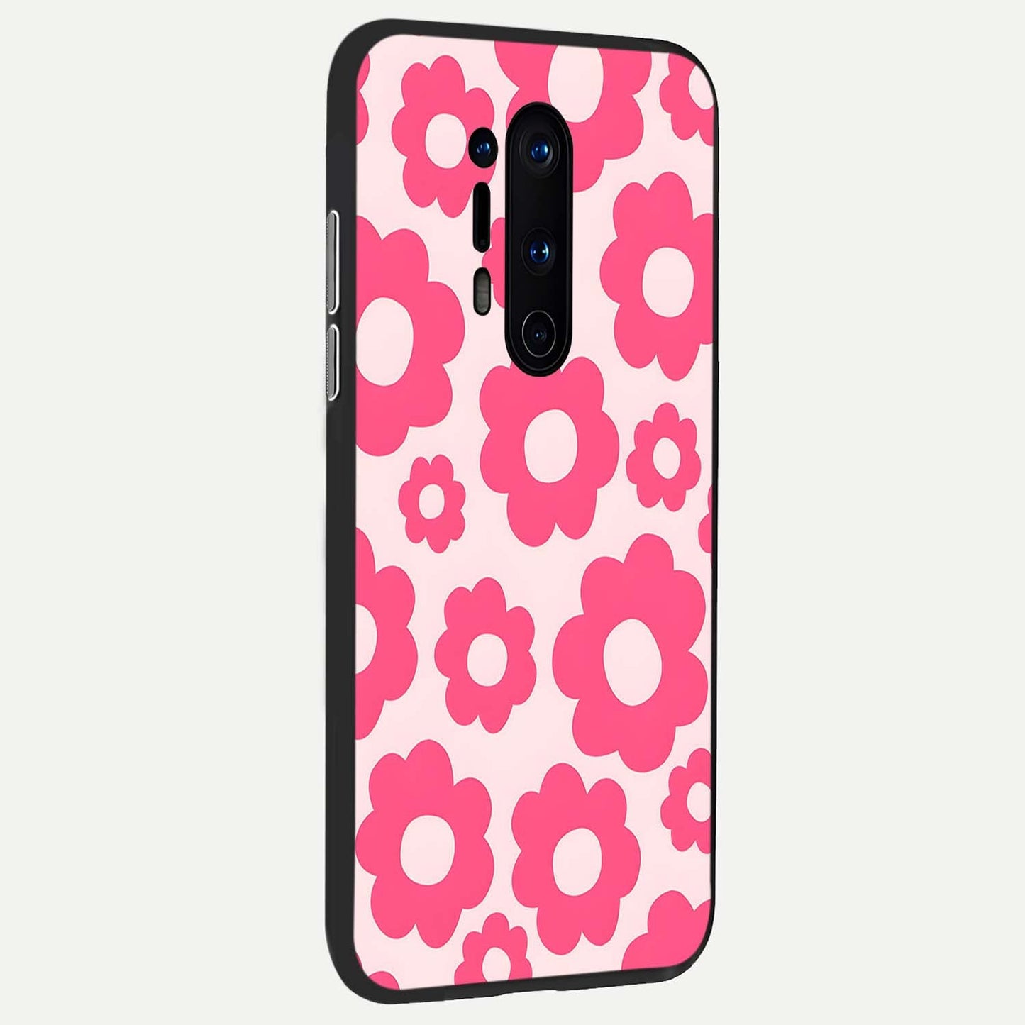 Blush Flower Pop Glass Case showing full back design in clean flat view with vibrant floral pop art and glossy glass finish.