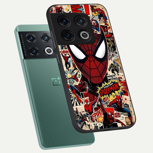 Aesthetic Wonder Spider phone case For OnePlus 10 Pro showing premium glass back cover with detailed artwork