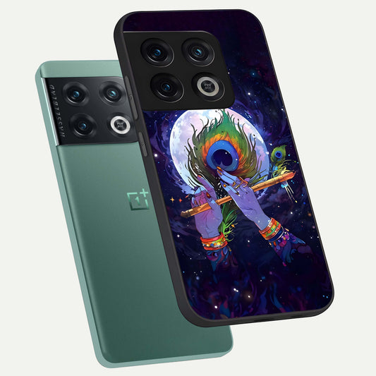 Krishna Hands Art phone case For OnePlus 10 Pro showing premium glass back cover with detailed artwork