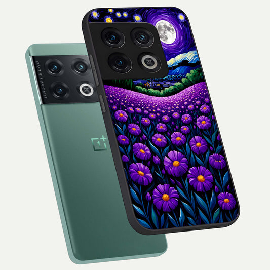 Lavender Moon Field phone case For OnePlus 10 Pro showing premium glass back cover with detailed artwork