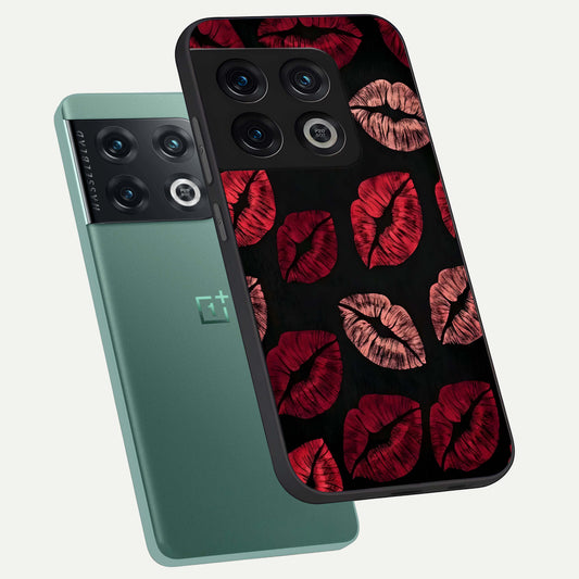Midnight Kiss Love phone case For OnePlus 10 Pro showing premium glass back cover with detailed artwork
