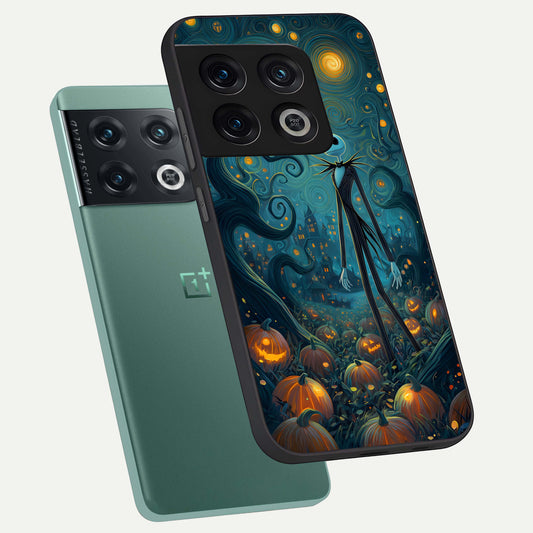 Pumpkin Moonlight Tale phone case For OnePlus 10 Pro showing premium glass back cover with detailed artwork