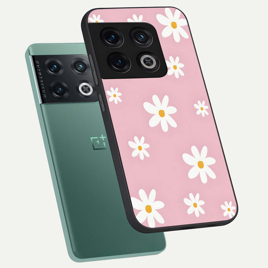 Soft Daisy Bliss phone case For OnePlus 10 Pro showing premium glass back cover with detailed artwork