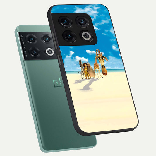 Tropical Fun Squad phone case For OnePlus 10 Pro showing premium glass back cover with detailed artwork