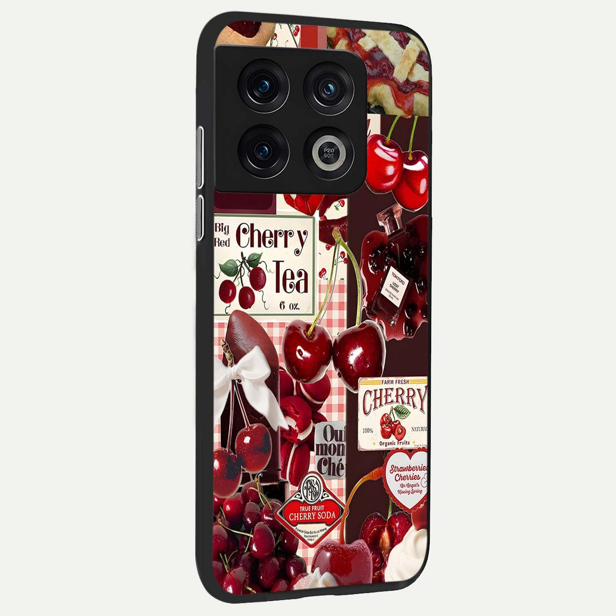 Aesthetic Cherry Tea back cover For OnePlus 10 Pro slim fit glass case with vibrant aesthetic design